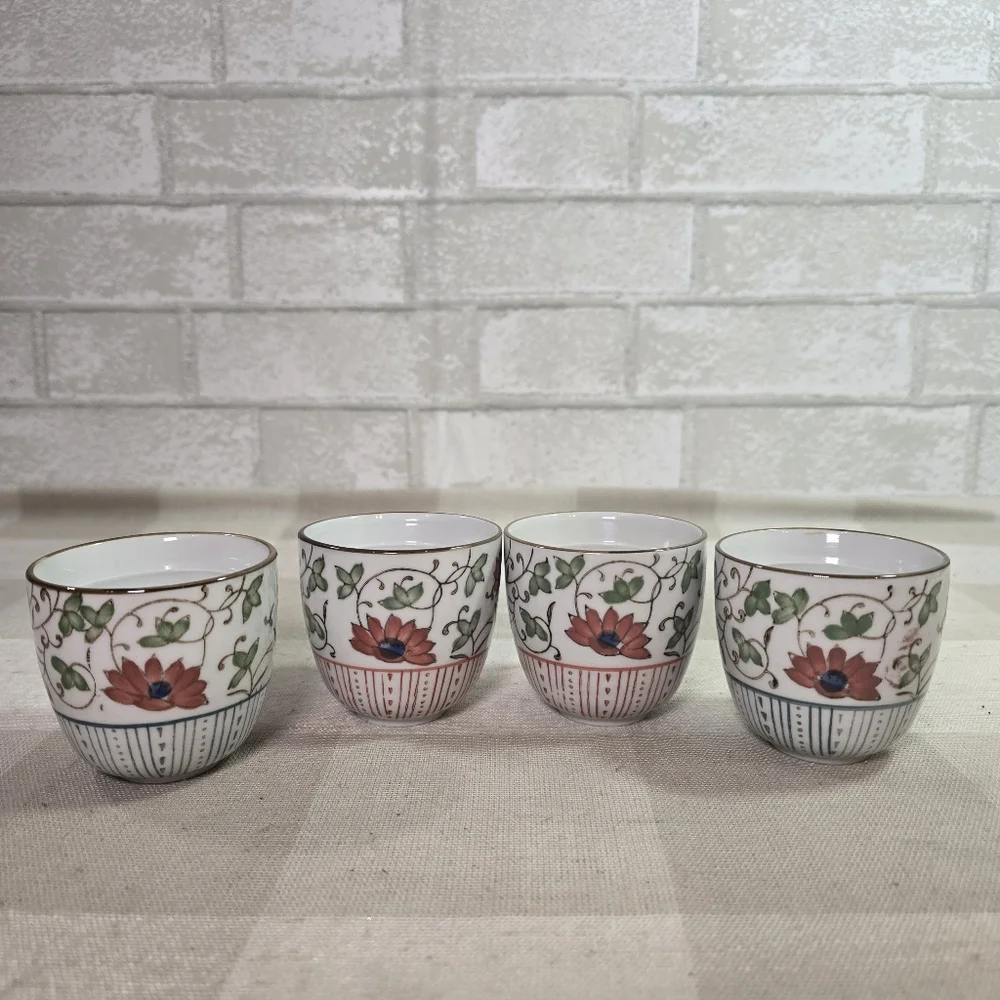 Pier 1 Imports Porcelain Floral Teapot & Cups Tea Set